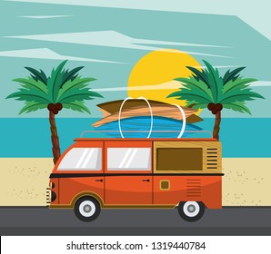 surfing van cartoon