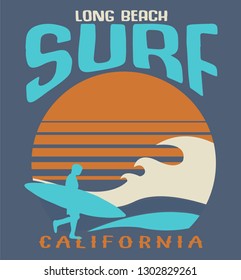 surfing vector design for t-shirt print