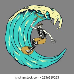 Surfing vector fiction color full design ilustration