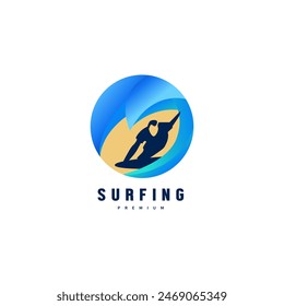 surfing vector icon logo design illustration
