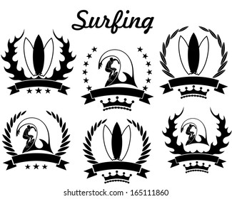 Surfing. Vector Illustration