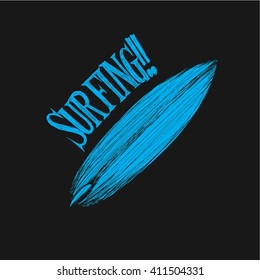 Surfing Vector illustration / Blue Color Surfing Board Vector
