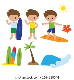 Surfing vector illustration clip art