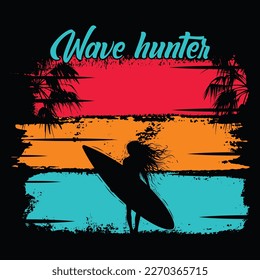 Surfing vector illustration collections for t-shirts, coffee mugs, posters, cards, pillow covers, stickers, and vector designs.