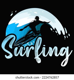 Surfing Vector illustration  perfect for the design of t-shirts, shirts, hoodies, Coffee mug etc.