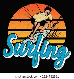 Surfing Vector illustration  perfect for the design of t-shirts, shirts, hoodies, Coffee mug etc.
