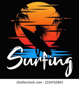 Surfing Vector illustration  perfect for the design of t-shirts, shirts, hoodies, Coffee mug etc.