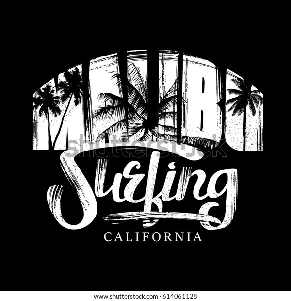 Surfing Vector Illustration Surf California Handdrawn Stock Vector ...
