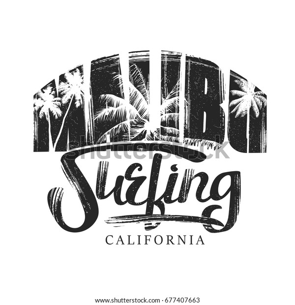 Surfing Vector Illustration Surf California Handdrawn Stock Vector ...