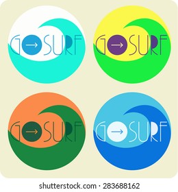 Surfing vector illustration with a wave and place for your text