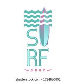 Surfing vector lettering. Surf shop logotype. Surf sports camp text. Vector summer sports camp, trip banner, surf station, tshirts prints. Sea extreme sport.