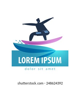 surfing vector logo design template. surfer or sports icon.