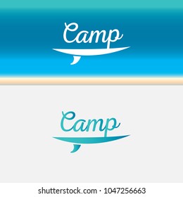 Surfing vector logo. Summer camp emblem, Summertime badge
