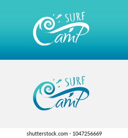 Surfing vector logo. Summer camp emblem, Summertime badge