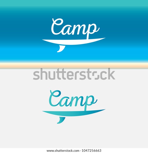 Surfing
vector logo. Summer camp emblem, Summertime
badge