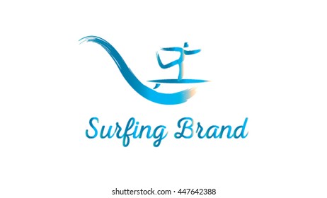 Surfing vector logo template