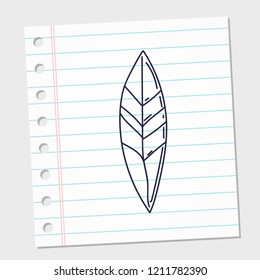 surfing vector sketch icon in doodle style with a paper background. vector illustration