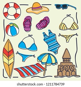 surfing vector sketch icon in doodle style with a paper background. vector illustration