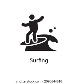 Surfing vector Solid Icon Design illustration. Activities Symbol on White background EPS 10 File