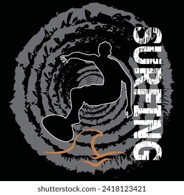 Surfing Vector Typography T-Shirt Design
