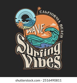 Surfing Vibes california beach wave summer ocean poster design