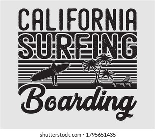 Surfing vintage Design California Surfing Boarding
 T Shirt Typography Design Vector Illustration Symbol Icon Logo Design