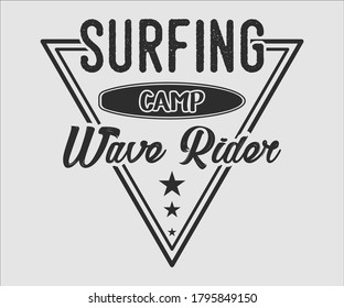 Surfing vintage Design, Surfing Camp Wave Riders T Shirt Typography Design Vector Illustration Symbol Icon Logo Design
