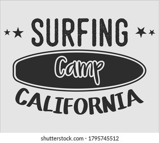 Surfing vintage Design, Surfing Camp-California T Shirt Typography Design Vector Illustration Symbol Icon Logo Design

