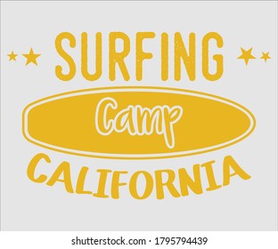 Surfing vintage Design, Surfing Camp-California T Shirt Typography Design Vector Illustration Symbol Icon Logo Design
