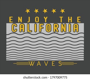 Surfing vintage Design, Enjoy The California  Waves, Camping surf badge design Happiness Comes in Waves,T Shirt Typography Design Vector Illustration Symbol Icon Logo Design