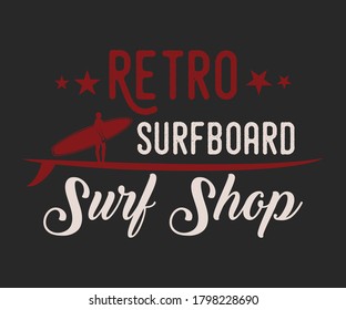 Surfing vintage Design, Retro Surfboard Surf Shop, Camping surf badge design Happiness Comes in Waves,T Shirt Typography Design Vector Illustration Symbol Icon Logo Design