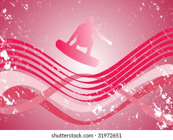 surfing wake boarder - vector