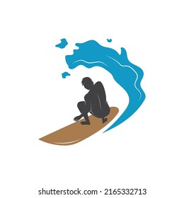 
Surfing with water wave logo vector template, Illustration symbol