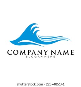 Logo del vector de ilustración de olas de surf