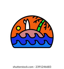 surfing wave with monoline art