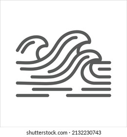 Surfing Wave Ocean Summer Simple Line Icon