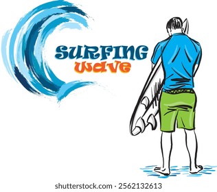 surfing wave vector illustration design surfer 2