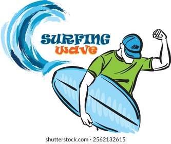 surfing wave vector illustration design surfer 1