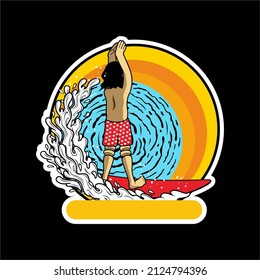 surfear las olas al atardecer

