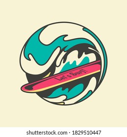 Surfing the waves illustration vector