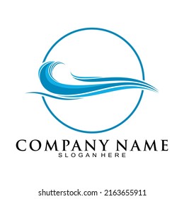 Surfing waves illustration vector logo