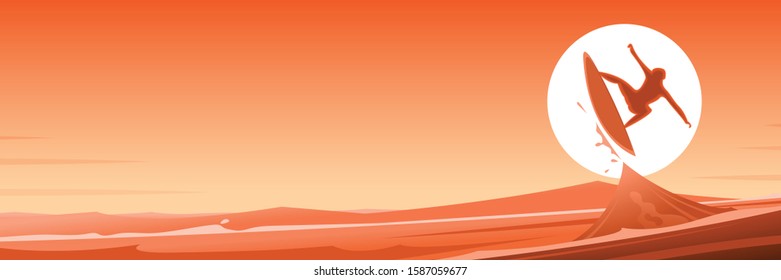 Surfing and Waves Scene Banner