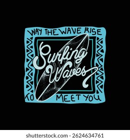 Surfing Waves summer vintage vector graphic design