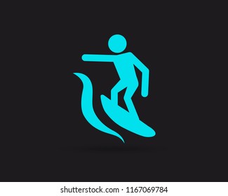 Surfing web icon vector isolated on black background, EPS 10, top view