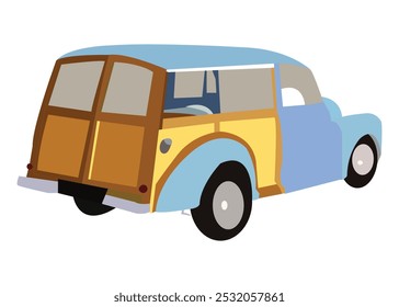 Surfing Woodie retro style car transportation vehicle vector illustration.