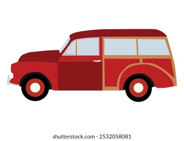 Surfen Woodie retro stijl auto vervoer voertuig vector illustratie.