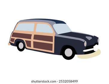 Surfen Woodie retro stijl auto vervoer voertuig vector illustratie.