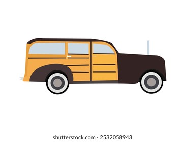 Surfen Woodie retro stijl auto vervoer voertuig vector illustratie.