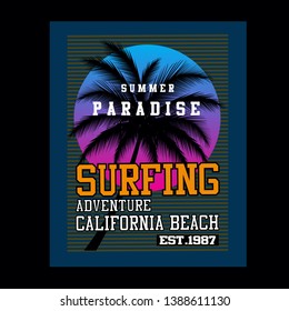 surfing,california beach tee element vintage graphic t shirt print vector illustration design