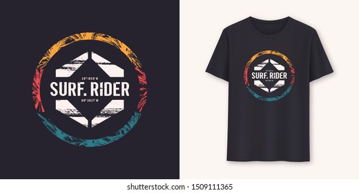 Surfrider stylish graphic tee vector design, print.